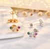 925 Sterling Silver Jewelry Uxury Colorful Crystal Butterfly Stud Earrings for Women Wedding Party Jewelry for Girls Friend Gift