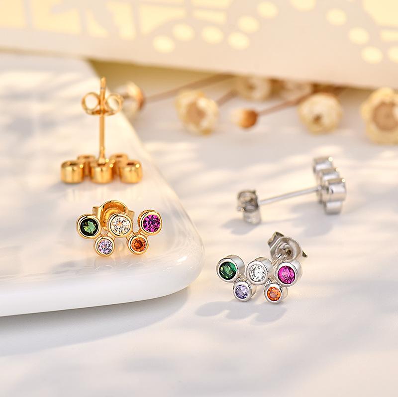 925 Sterling Silver Jewelry Uxury Colorful Crystal Butterfly Stud Earrings for Women Wedding Party Jewelry for Girls Friend Gift