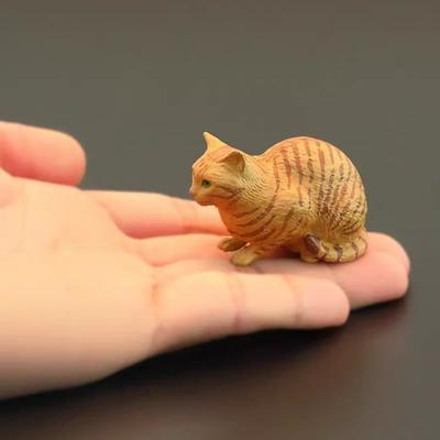 Charming Orange Cat Figurine - Lifelike PVC Miniature, Perfect for Desktop Decor & Party Favors
