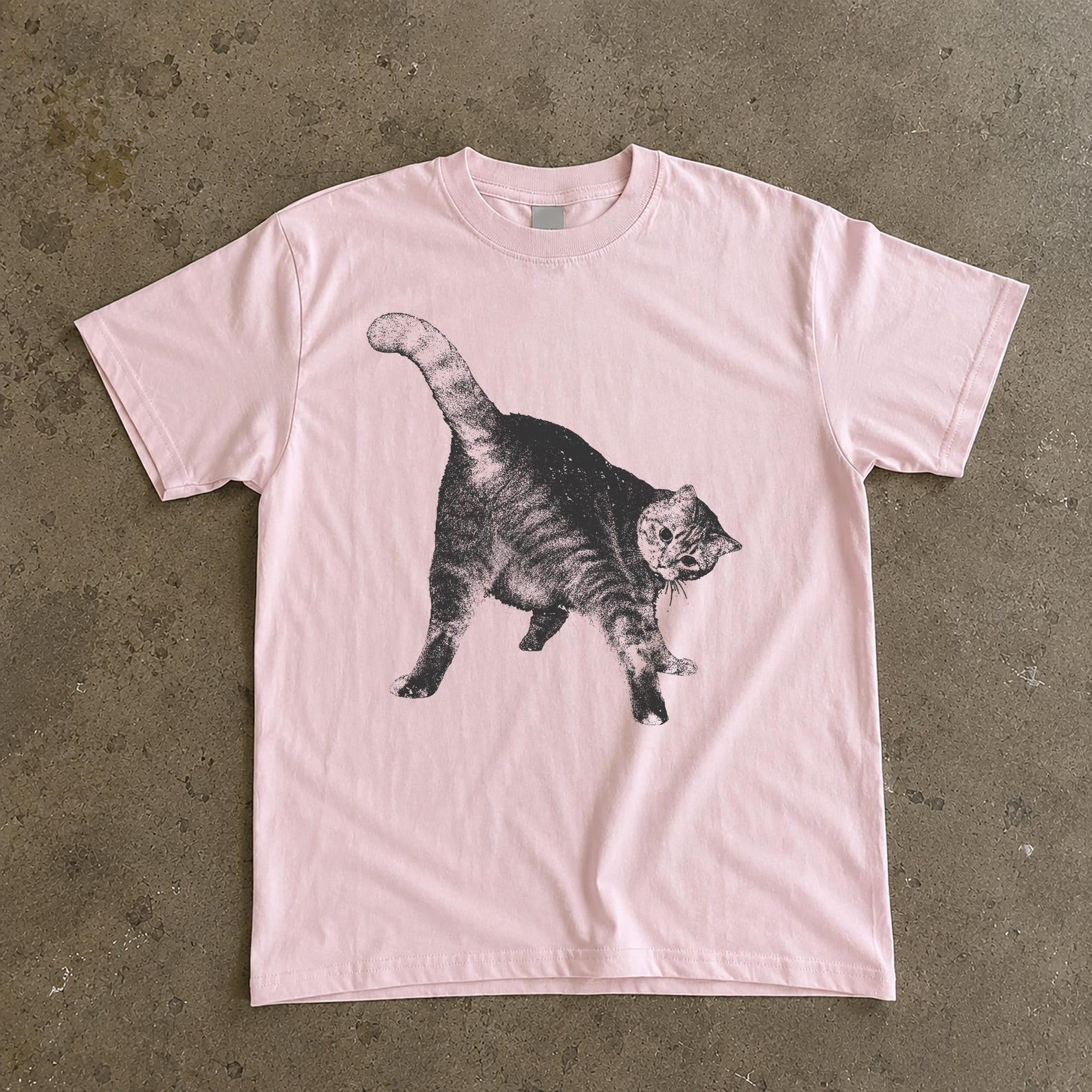 Funny Cat Playground Vintage Shirt, Retro Tabby Cat Graphic Tee M