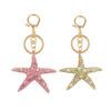 Keychain Pendant Rhinestones Inlaid Starfish Design Key Chain with Lobster Clasp Bag Charm Backpack Accessory