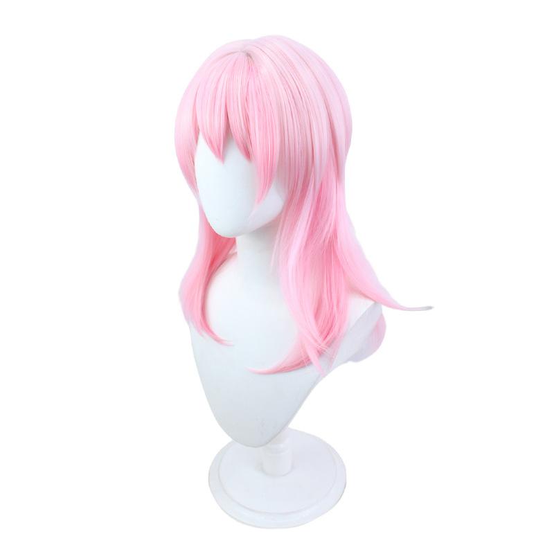 Anime Cosplay Wig, March 7th Pink Medium Layered High-Temperature Fiber Synthetic Hairpiece
