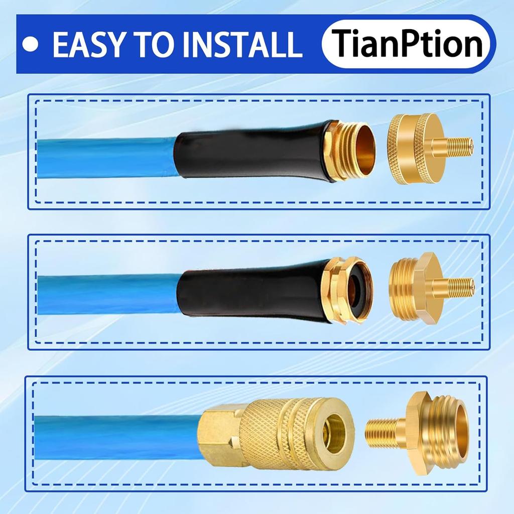 RV Blow Out Plug For Winterization - Brass Sprinkler Water Blow-Out Adapter With Schrader Valve To 3/4'' GHT Garden Hose Connection Winterizing
