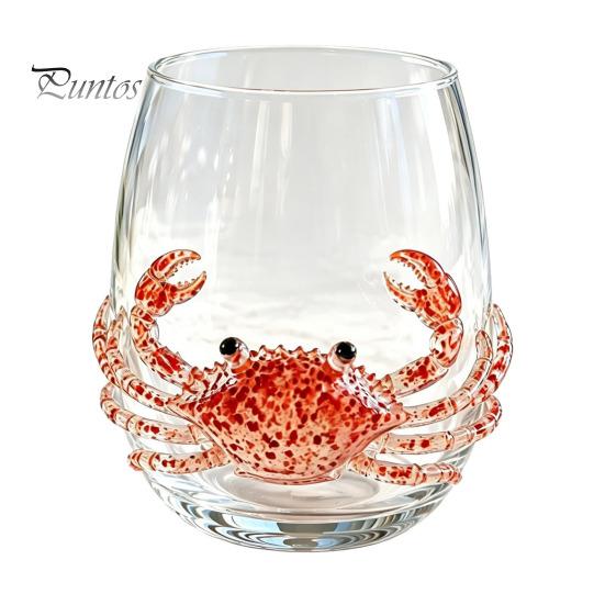 Handgefertigtes Künstlerisches Glasware Oktopus Glasbecher, 350ml Stielloses Weinglas, Wal Delfin Schildkröte Lebendiges Tentakel Design Becher Meeresbewohner Trinken