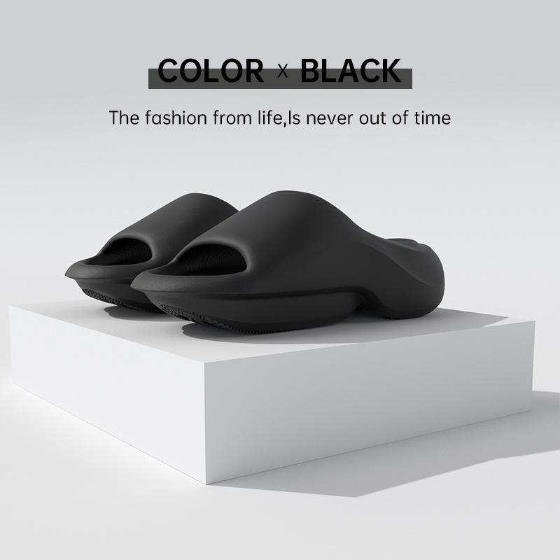 

Мужские летние тапочки из ЭВА, мягкие эластичные шлепанцы для пляжа, ванной комнаты, противоскользящие, на толстой платформе, мужские домашние сандалии, обувь 36-37 чёрный