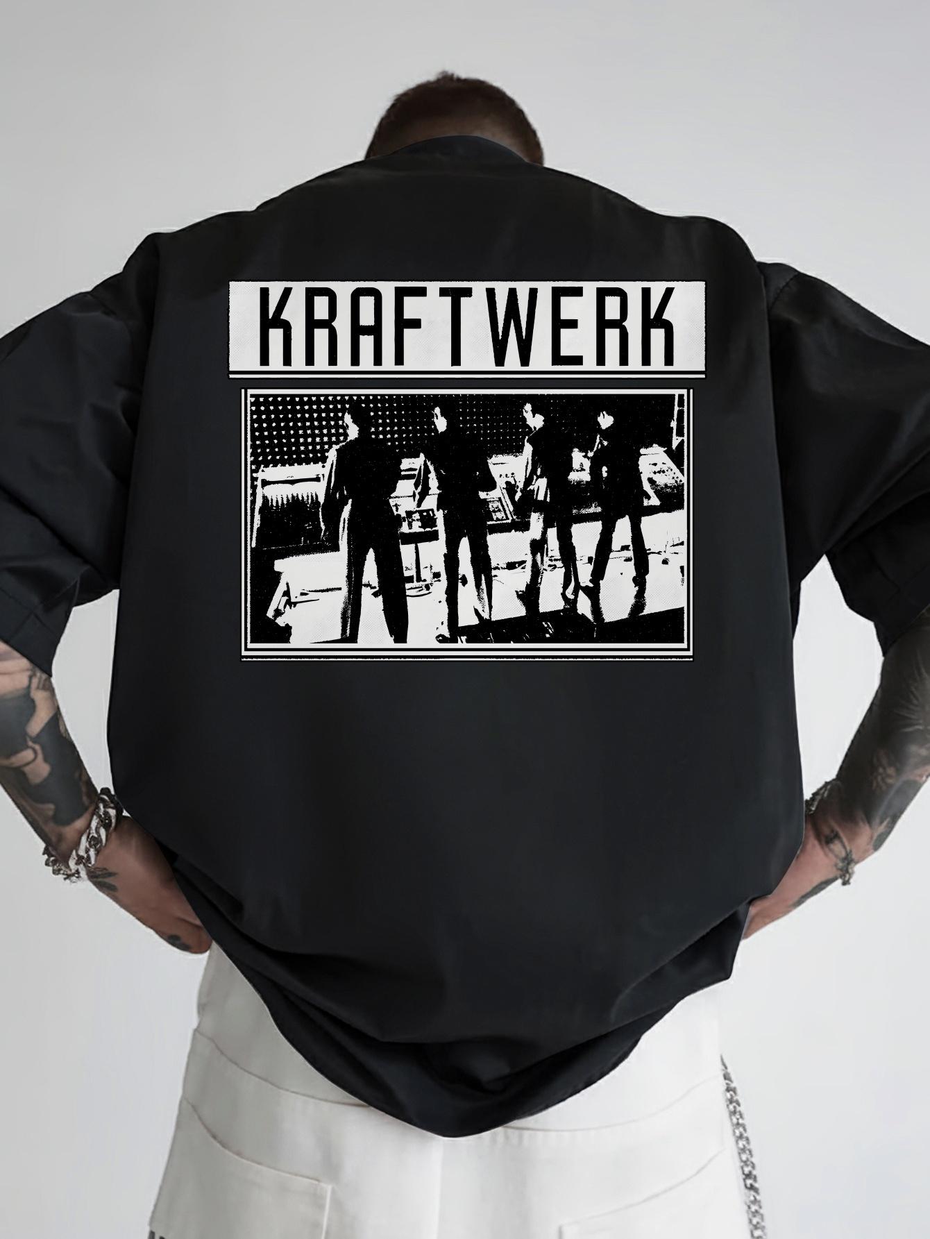 

Kraftwerk Band Graphic T-shirt - Black Casual Short Sleeve Tee with White Print XL
