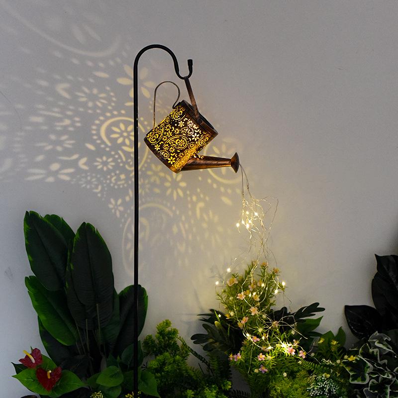 Solar Wrought Iron Kettle Garden Light: Hanging Courtyard and Lawn Decoration