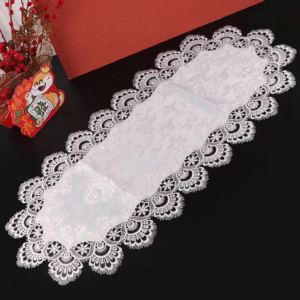 Flower Embroidery Oval Lace Tablecloth Vintage Dacron Europe Dining Tablecloth Oil Proof Washable Coffee Table Placemat Desk