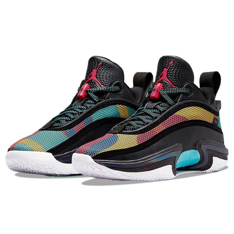 Air Jordan 36 Low Black Multi-Color Men Sneakers Washed-Teal Vivid-Sulfur Rush-Pink DH0833-063