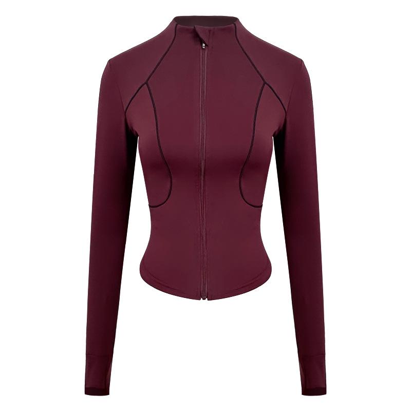 

Женская высокоэластичная утягивающая куртка для йоги: Одежда для велоспорта и фитнеса на открытом воздухе Medium