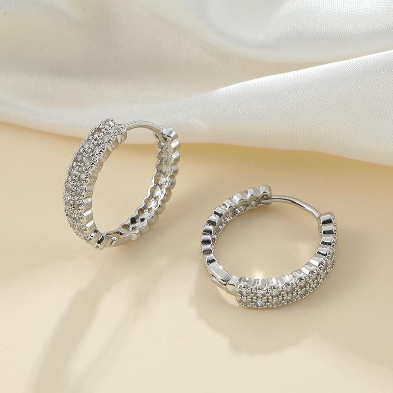 Huazi Style Zircon Stud Earrings for Women - Gold-Plated, Non-Fading Luxury Jewelry