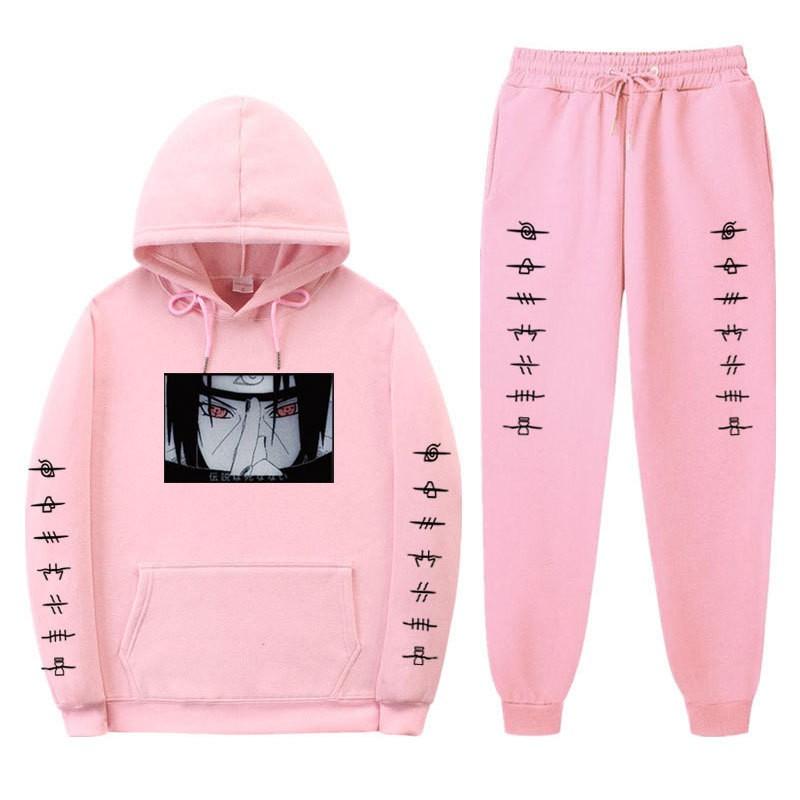 Unisex Naruto Uchiha Itachi Hooded Sweatshirt Set Warm Fleece Lined Casual Long Sleeve Tracksuit Teens