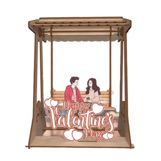 Swing Chair Couple Ornament Farmhouse Rustic Handmade Couple Table Sign Valentine's Day Anniversary Home Office Desktop Decoration