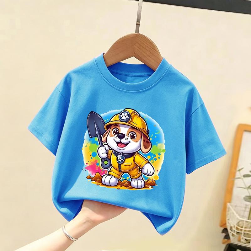 Paw Patrols Children T Shirt Chase Marshall Rubble Dog Print Tee Boy Girl Short Sleeve Tops Cute Cartoon Kids Summer Clothes
