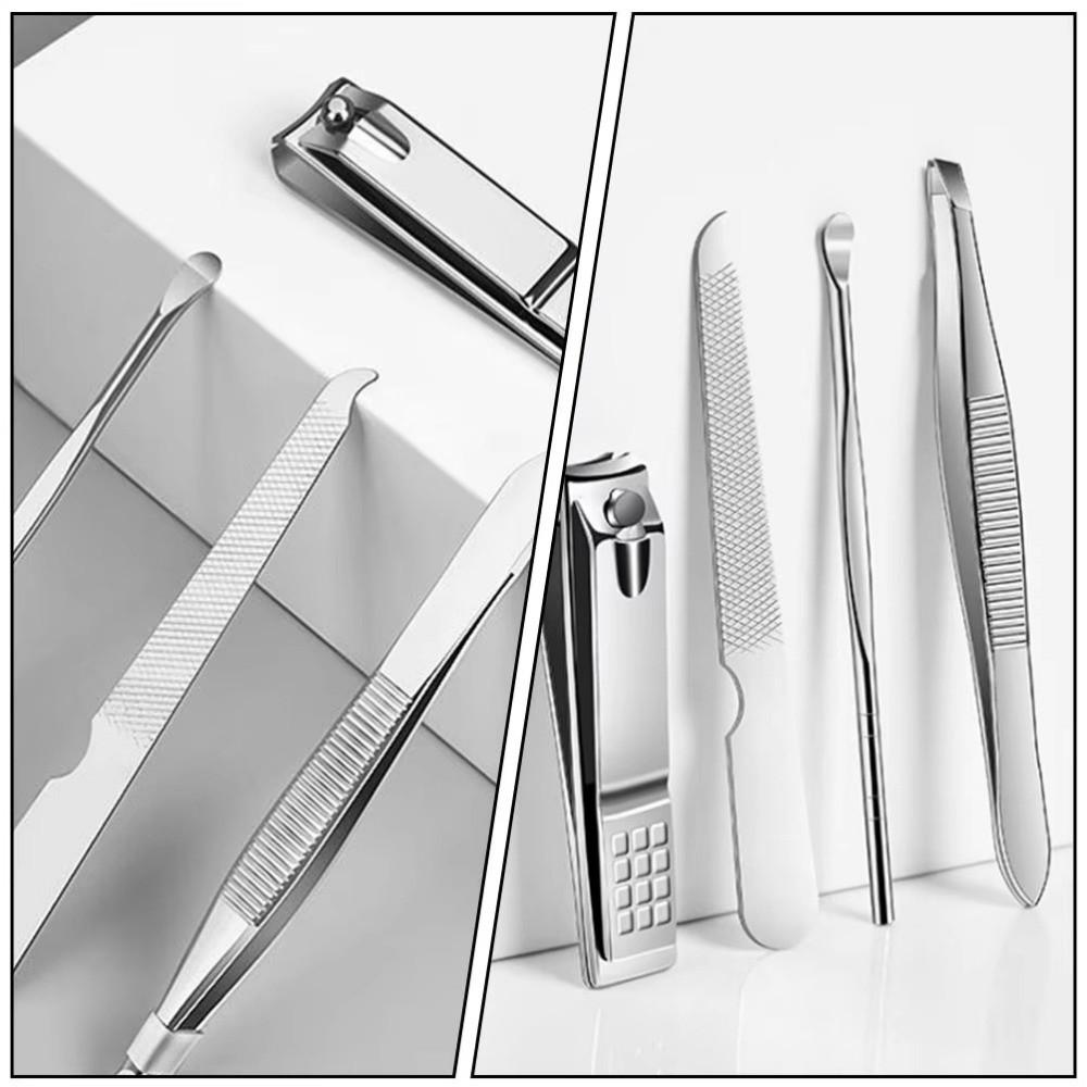4 in 1 Nail Clipper Kit Stainless Steel Eyebrow Trimming Tool Portable Manicure Tools Set