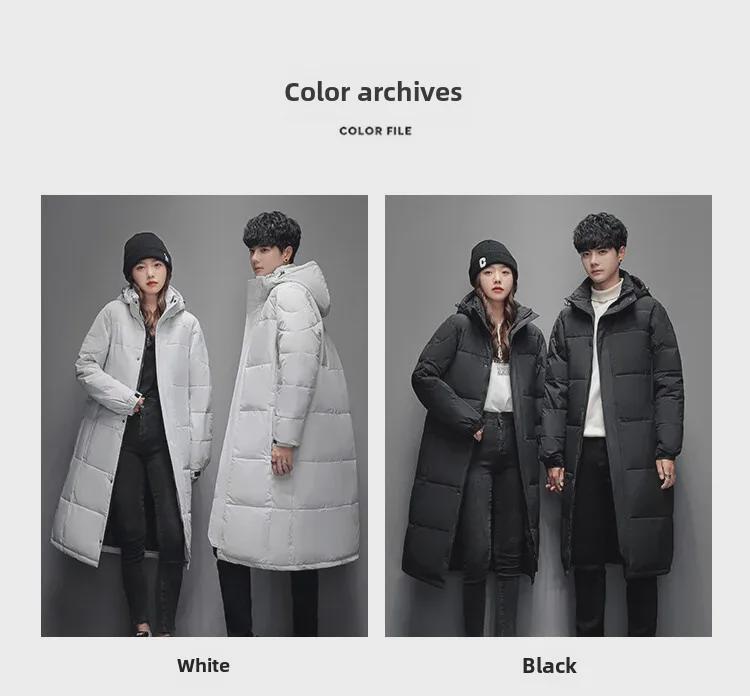 Winter Unisex Hooded Long Over-the-Knee Down Jacket - Thick Warmth with Versatile Style
