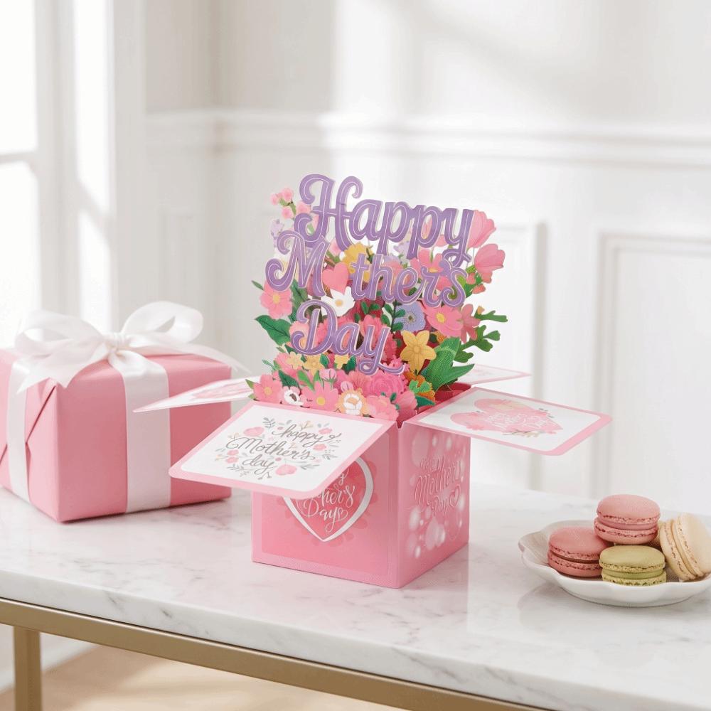 Floral Bouquet Mother's Day Cards Cardstock Thank You Card Mother's Gift Invitations Cards
