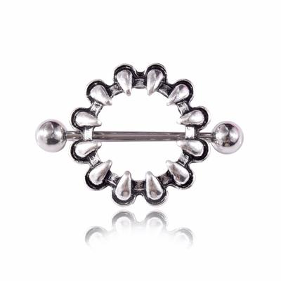 Edelstahl Punktion Schmuck Retro Trend Spitzkegel Zahn Milch Ring Nippel Schmuck