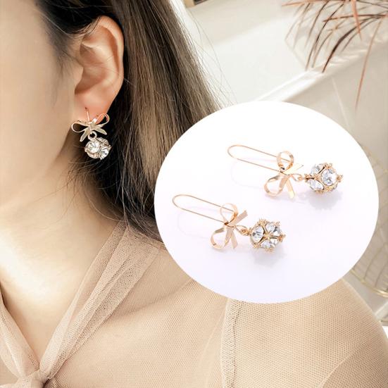 

Женщины Лук Блестящие Стразы Мяч Мотаться Крюк Серьги Партии Ювелирные Изделия Подарок