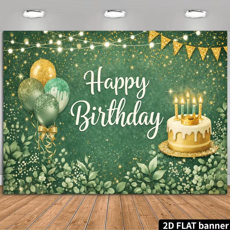 2D Fresh Greenery Happy Birthday Tapestry Boho Birthday Home Decor Background Fabric 47.2x31.5inch/120*80cm