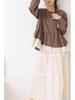 Spring Retro Plaid Patchwork Lace Long Sleeve Shirt - Loose, Versatile & Slimming Pullover Top