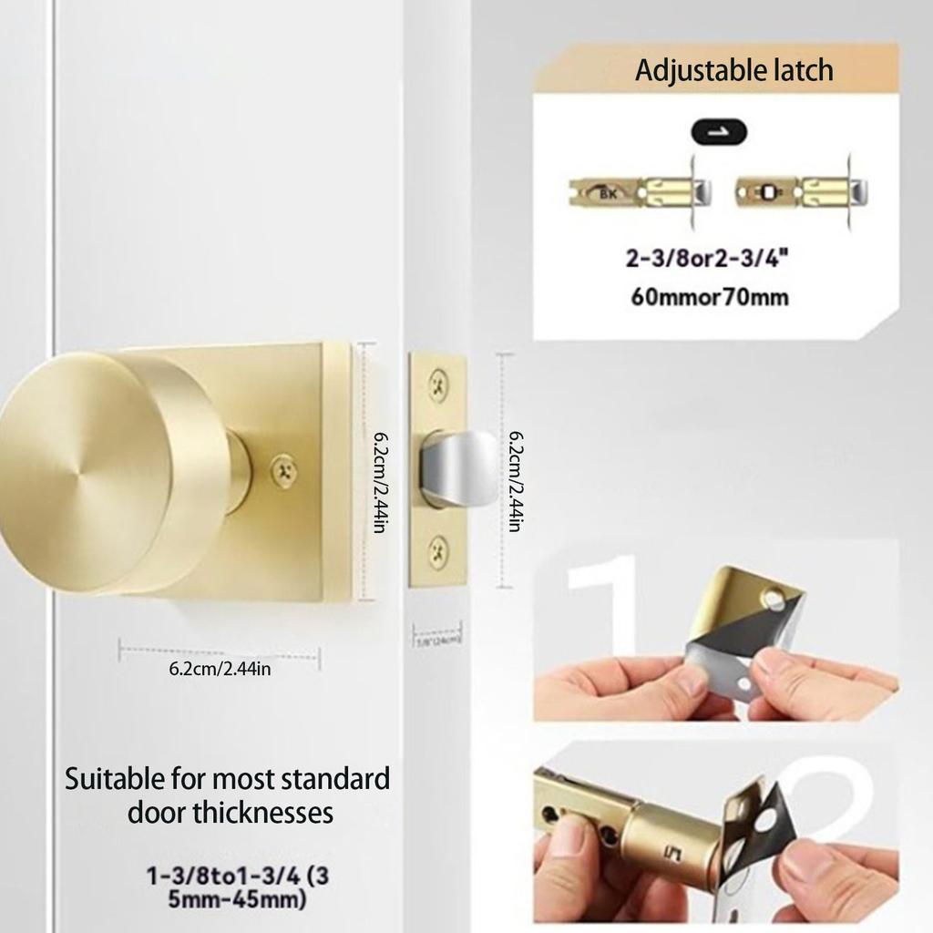 Practical Gold Door Knobs Interior Portable Sturdy Passage Hall Closet Satins Brass Finish for Modern Homes Use