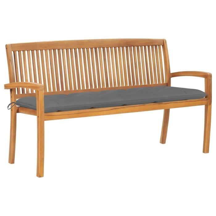 Stackable Garden Bench and Cushion vidaXL , 159 Cm Solid Teak Wood.