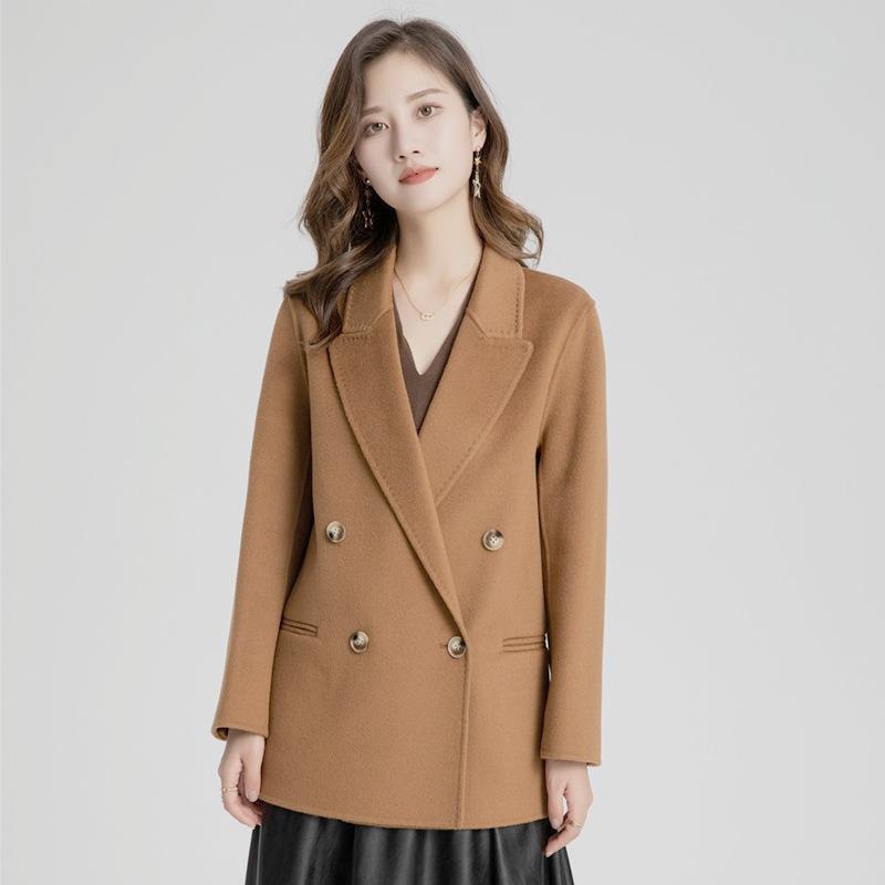 

Осенне-зимнее пальто темпераментное сухое изысканное двустороннее шерстяное пальто повседневный костюм двубортное короткое L верблюд