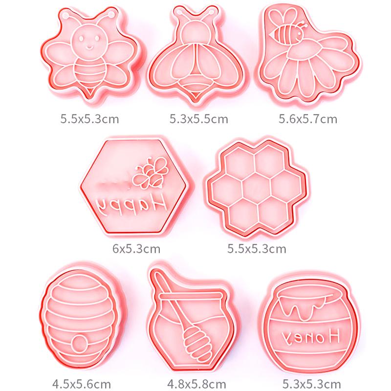 

8 шт. формочки для печенья в виде банки с пчелиным соусом, штампованные формы для сладкого медового шоколадного соуса, снежинки, хрустящие формы для помадки, инструменты для декора торта