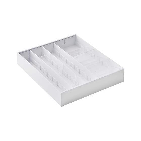 Yamazaki Jitsugyo (Yamazaki) 3D horizontally expandable cutlery case, white, approx. W29.7~47.4XD35XH5.5cm (extensible in 6cm width increments)