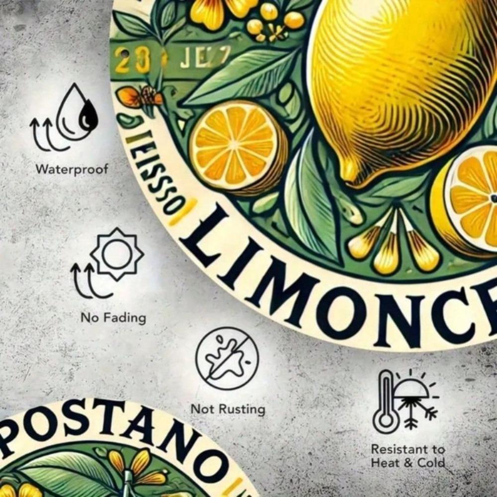 Vintage Italian Lemon Round Metal Poster Wall Decor