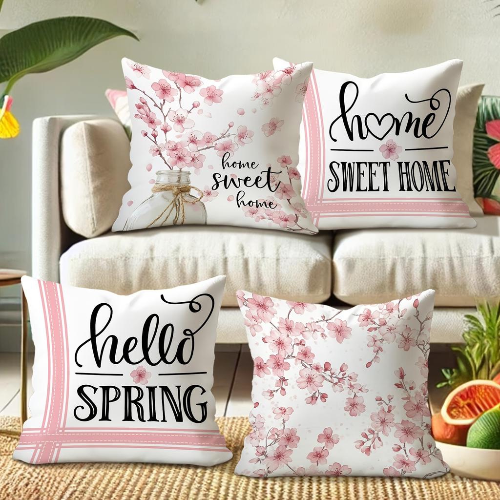 Enchanting Sakura - Themed Pillow Cover: Welcome Spring & Embrace Sweet Home Sofa Bed Cushion Cover Home Room Decoration