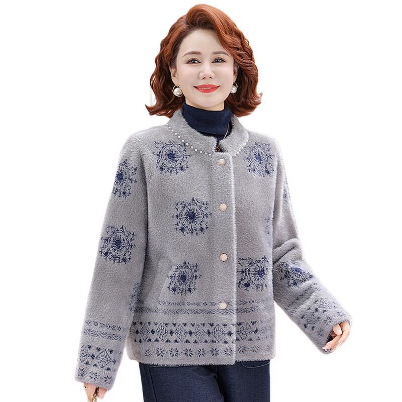 Elegant Faux Mink Velvet Winter Coat for Middle-Aged Women