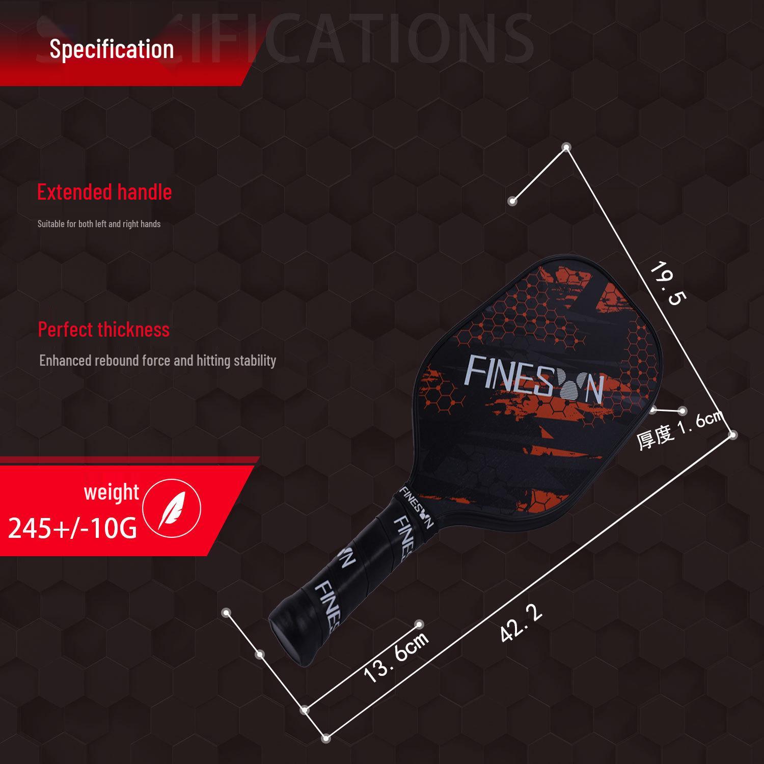 

Сертифицированная ракетка для пиклбола соревновательного уровня из углеволокна и стекловолокна 42.2 x 19.5 x 12.7 cm