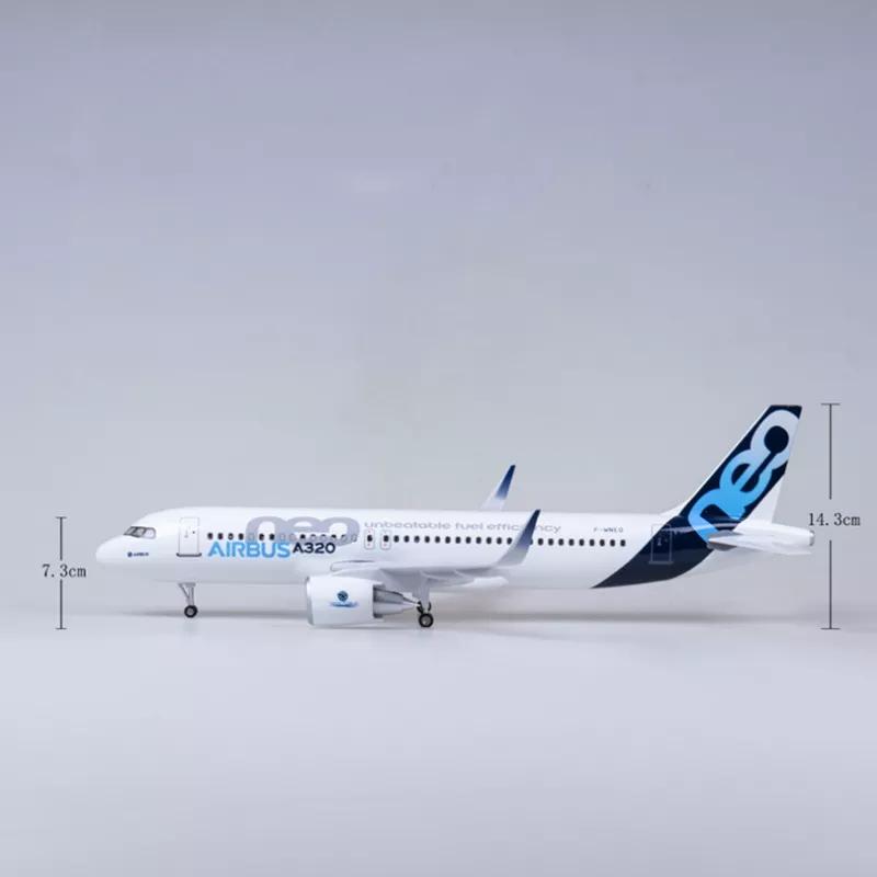 Plane Model 47cm Airplane A320 NEO Air Prototype 1/80 Scale Model Light & Landing Gear Diecast Resin Home Decor