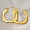 New 18k stainless steel gold earrings temperament trend square smooth round buckle earrings