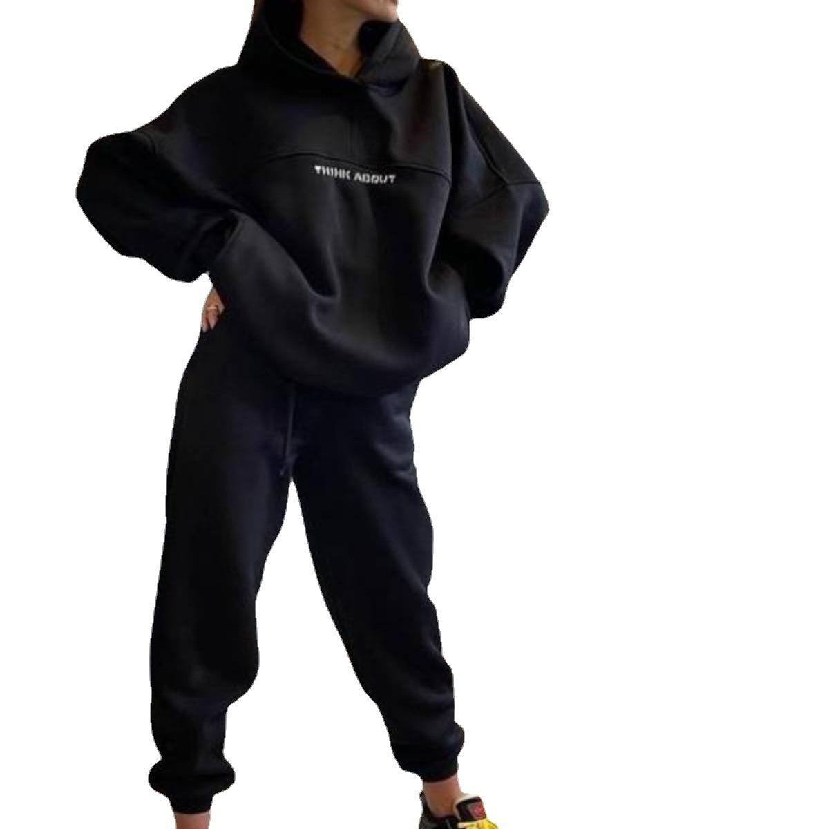 

Women s Fashion Hoodie Sports Leisure Set XXL чорний