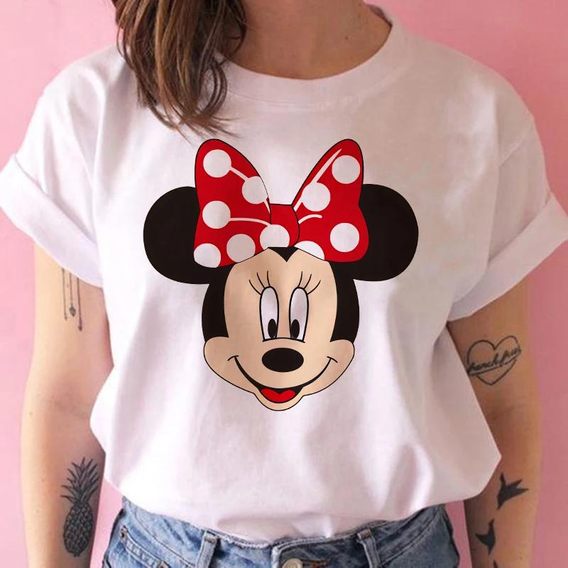Disney Funny Mickey Tshirt Minnie Mouse Cartoon T-shirt Printing Women Tshirt Female Clothes Kawaii Summer Girls Clothing