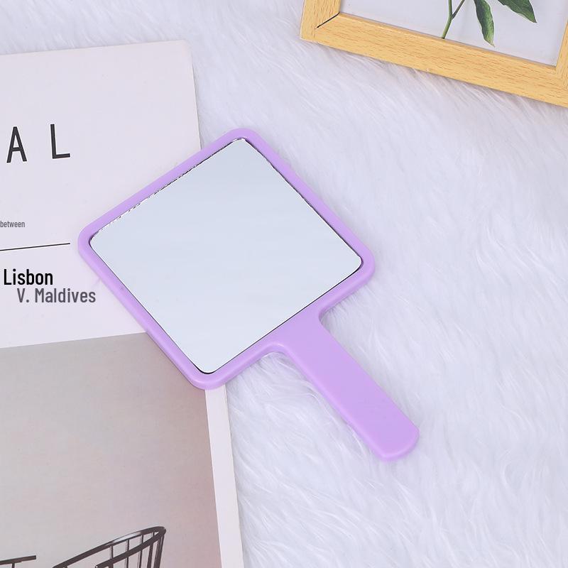 Portable Handheld Square Makeup Mirror with Salon-Quality Handle and Logo