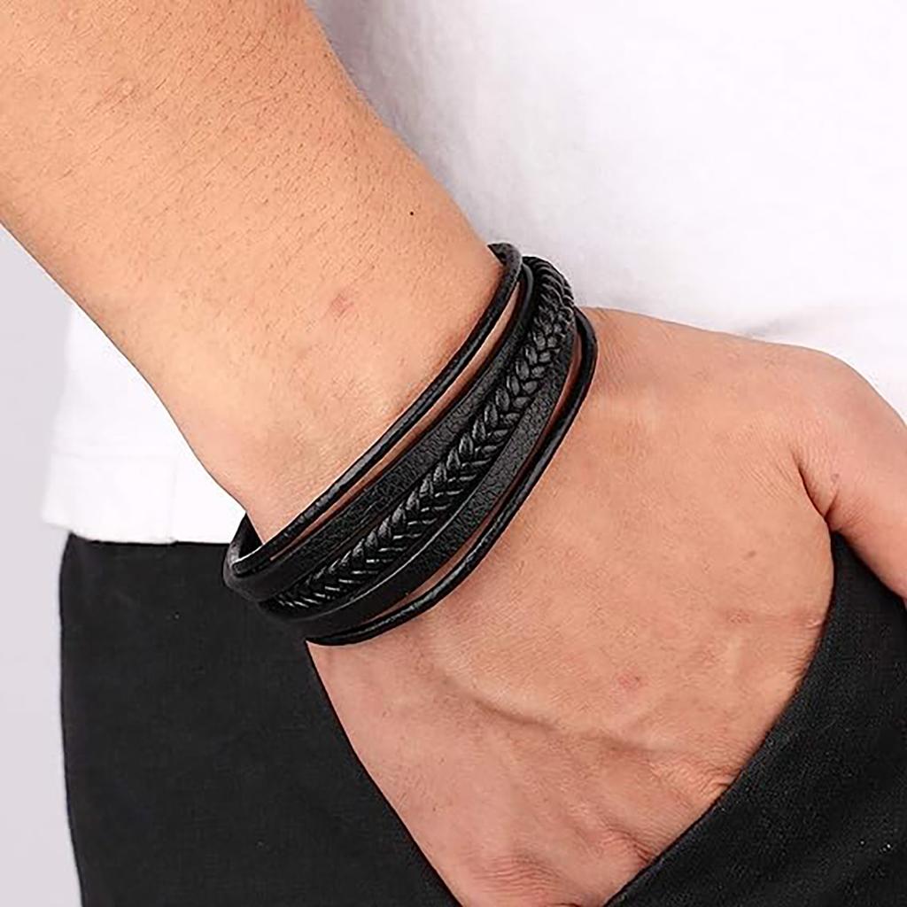 1pc Black Five -layer Symmetrical Bracelet, Men's Bracelet, Showing Men's Charm