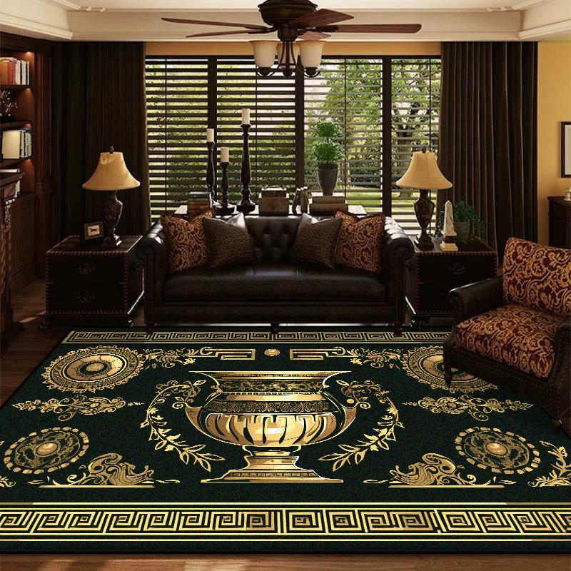 Black Golden Living Room Carpet Luxury Home Decoration Cup Large Area Rugs 200x300 Bedroom Lounge Non-slip Washable Floor Mat