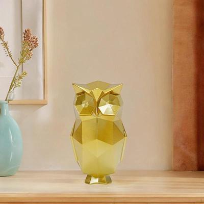 Abstract Geometric Sculptures Owl Figurine Animal Sculpture Display Bird Statue Collectible