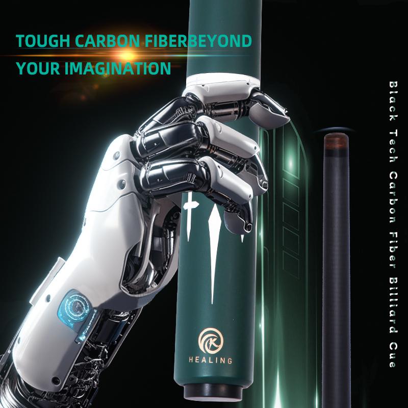 OKHEALING Carbon Fiber Pool Cue Billiards Sticks 12.4mm Tip Uni-loc Joint 147cm/58inch Length 19~20oz Weight Billiard Cue, Green