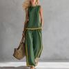 2026 Women's Spring/Summer Color Block Sleeveless Vest & Wide-Leg Pants Set