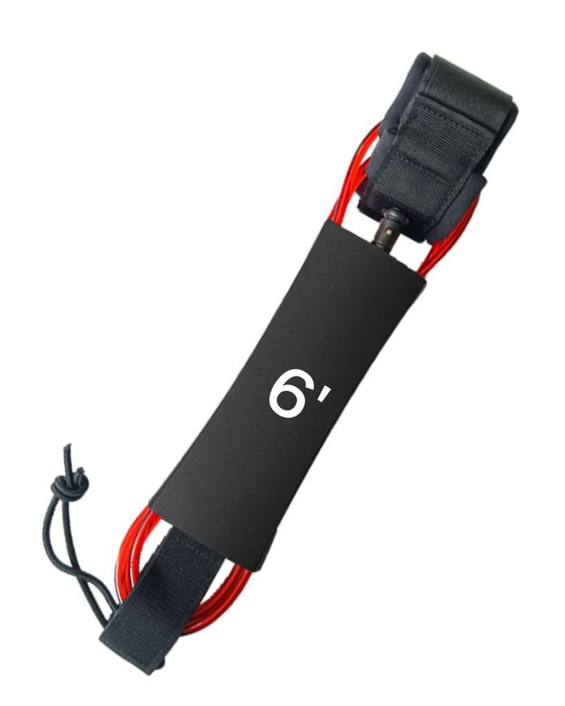 6ft Surfingový leash šňůra pro 7mm a Sponge desky Shortboardy, Surfová prkna, Funboardy, (Červené)