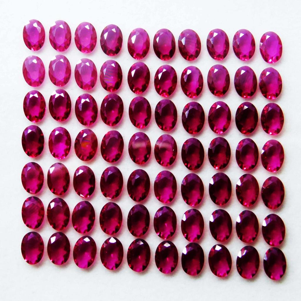 Natural Pink Ruby Loose Gemstone 24 pcs Oval Cut Lot for Jewelry Making and Gem Collections