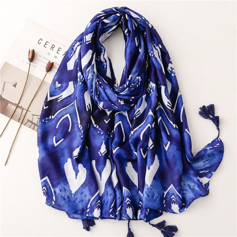Women Luxury Brand Viscose Scarf Sexy Leopard Floral Tassel Shawl Autumn Winter Wrap Pashminas Stole Muslim Hijab Sjaal 180*90Cm