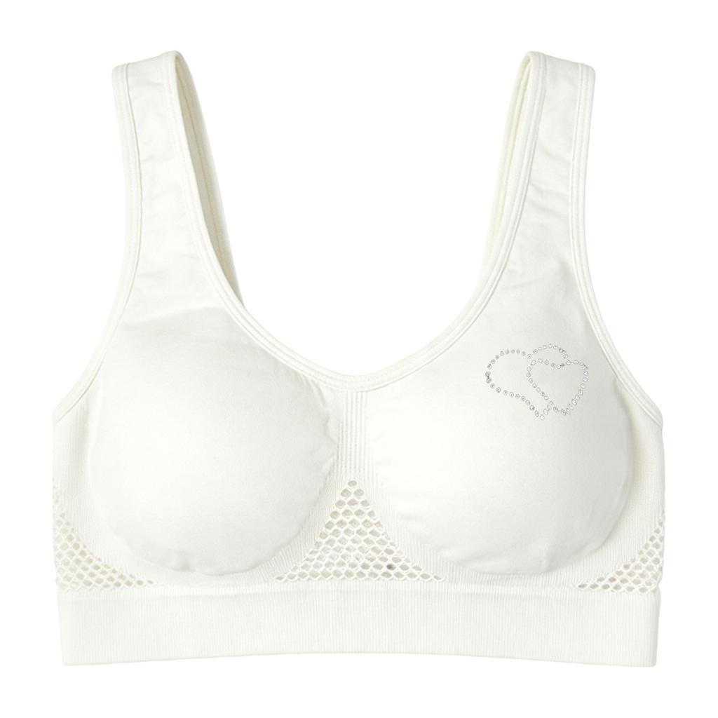 Zeriluna Breathable Mesh Rhinestone Sports Bra Shockproof wide shoulder straps, comfortable fit, seamless inner tank top