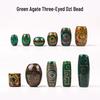 Green Agate Three-Eyed Nine-Eyed Dzi Beads Handmade Retro Necklace Accessories.