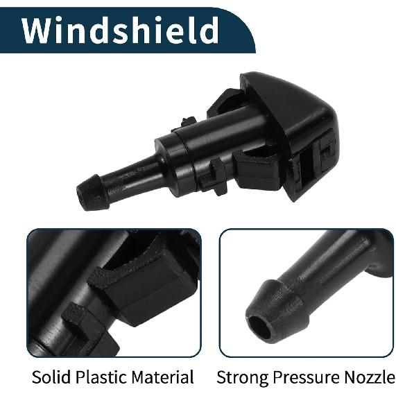 Windshield Washer Nozzle for Jeep Patriot 2009-2017 No.5303834AB Front Black with 2 Pcs Gasket,2 Pcs 1 Meter Fluid Hose 1 Set